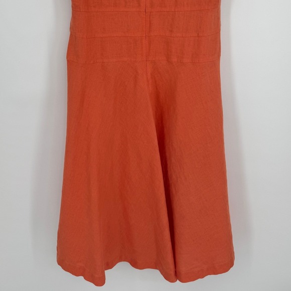 J. Peterman 1911 Linen Dress Size 16 Orange Fit Flare Midi Cottagecore Retro - Picture 8 of 11